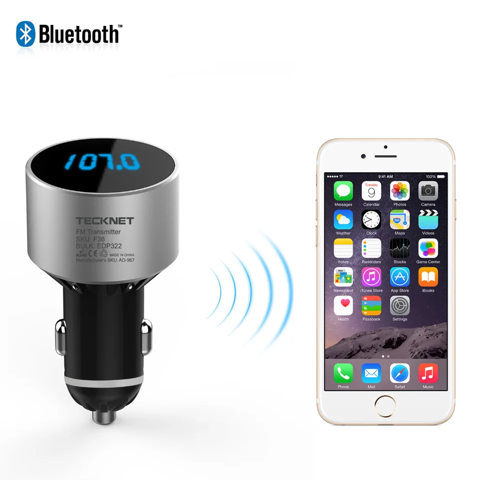 TeckNet Bluetooth автомобильное зарядное устройство в автомобиле Универсальный