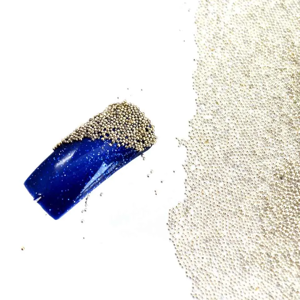Шарики для ногтей золотого и серебряного цвета Микс икры стеклянные блестящие
