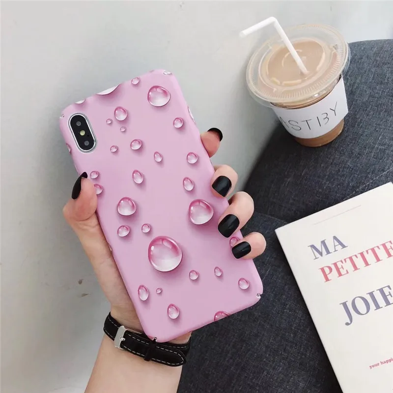 JIBAN девушка розовый капли воды телефонные чехлы для Apple Iphone 6 6s plus 7 8 плюс матовая