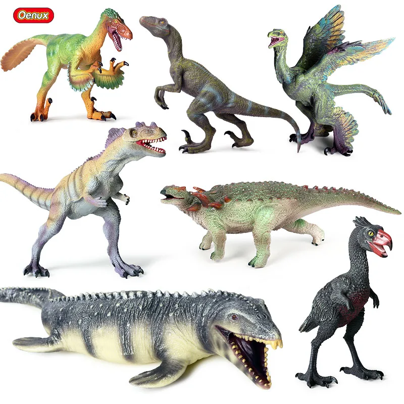 Oenux доистория динозавр парк мира T-Rex фигурки мягкий винил, ПВХ Велоцираптор Юрского периода Mosasaurus Модель Коллекция игрушек
