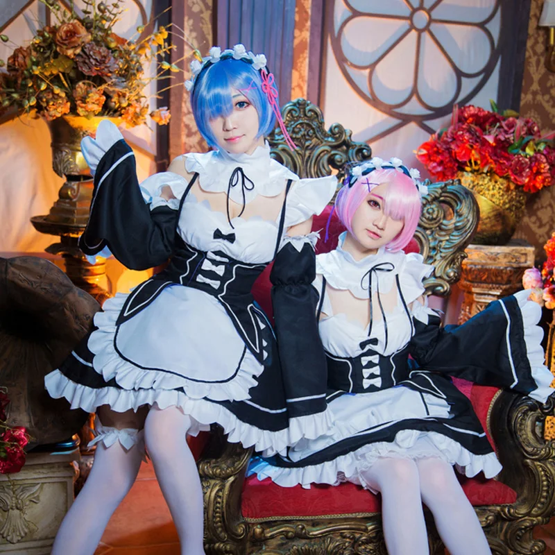 Re: zero Ram Rem косплей платье костюмы парики горничной костюм на Хэллоуин Re жизнь в