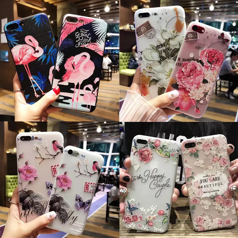NFH Модный 3D Цветочный Фламинго чехол для телефона iPhone 5S 8 X милый мультяшный