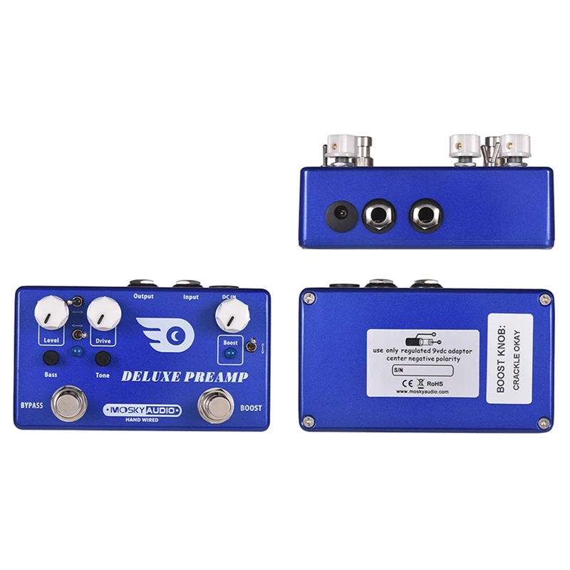 Mosky Deluxe Preamp Guitar Effect Pedal 2 In 1 Boost Classic Overdrive Effects Metal Shell With True Bypass Accessories | Спорт и