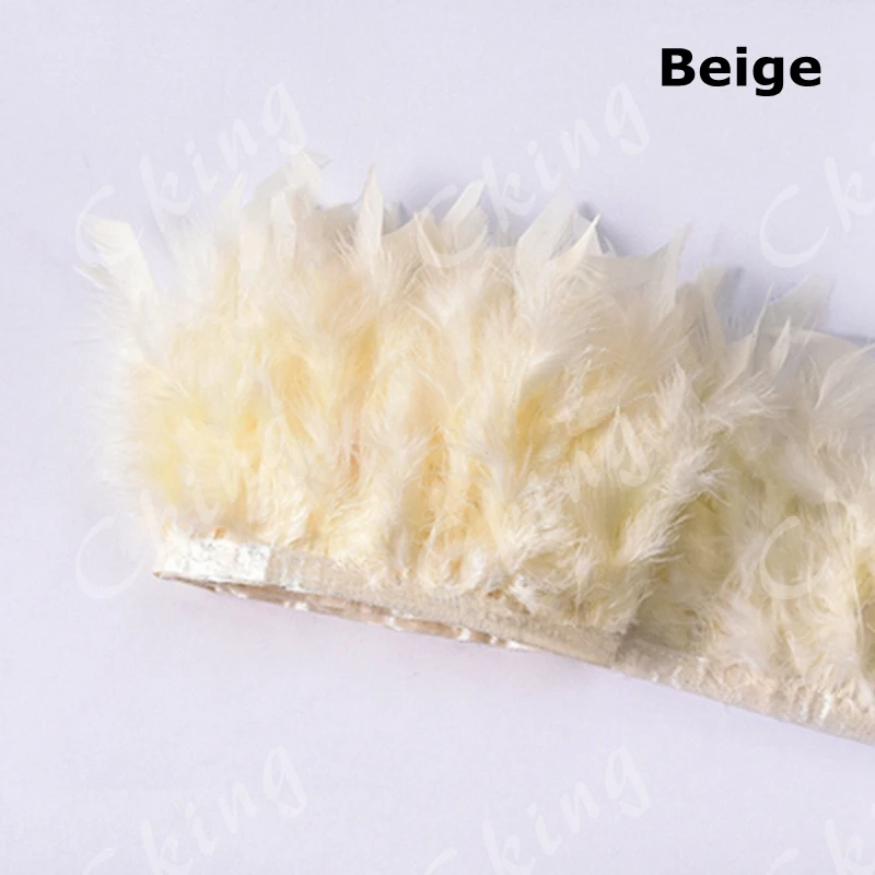 

10 Meter Beige fluffy Turkey feathers ribbon fringe 4-6inch turkey feather trimming dancer carnival costumes Diy Clothing