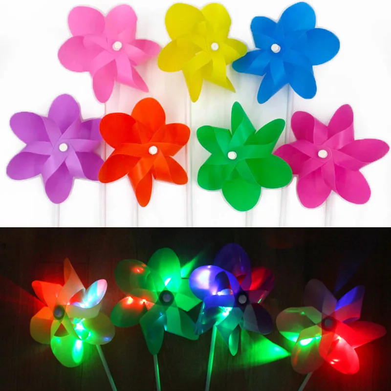 

20Pcs/lot Six leaves with light DIY windmill solid color shooting activities decorative windmill children's gift toys