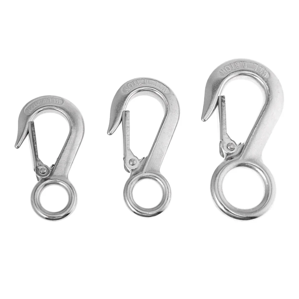 

Outdoor Boat Snap Eye Hook Fixed Type 0.2/0.3/0.5 Ton 304 Stainless Steel Marine Grade Fishing Carabiner for Kayak Boat Access