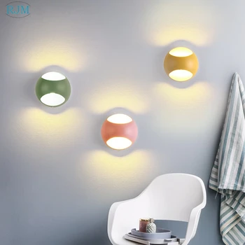 Modern Minimalist Led Wall Lamps Nordic Iron Macaroon Background Wall Lamp Living Room Corridor Bedside Bedroom Lightings Decor