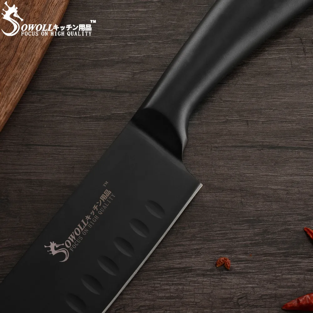 Sowoll 7 ''нож сантоку из нержавеющей стали изогнутая ручка острый нож Мясо суши