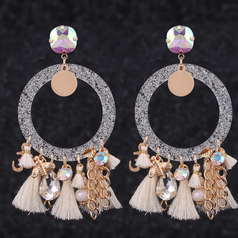 Sehuoran серьги-гвоздики женские Boho висячие серьги с бахромой длинные Этнические массивные Серьги-кисточки ювелирные изделия подвески