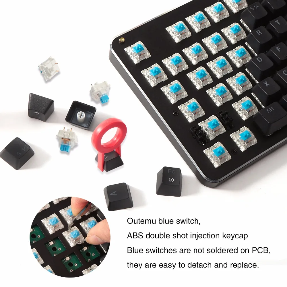 Механическая игровая клавиатура RGB со светодиодной подсветкой 104 клавиши синий