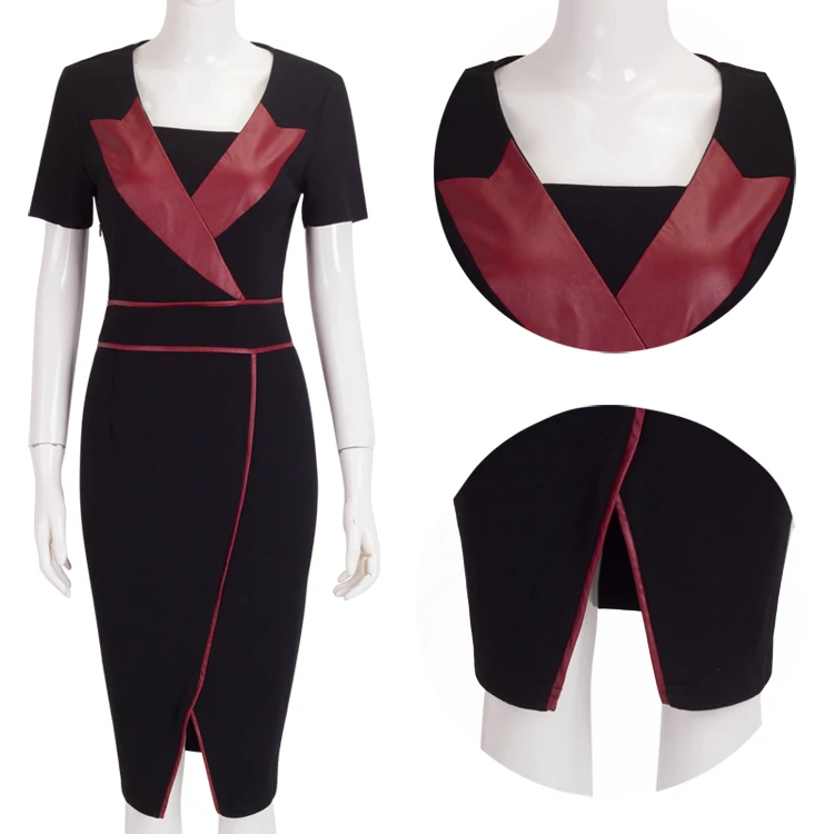 2017 Горячие Продажа Элегантные Лоскутная Лето Dress Slim V-образным Вырезом Женщины