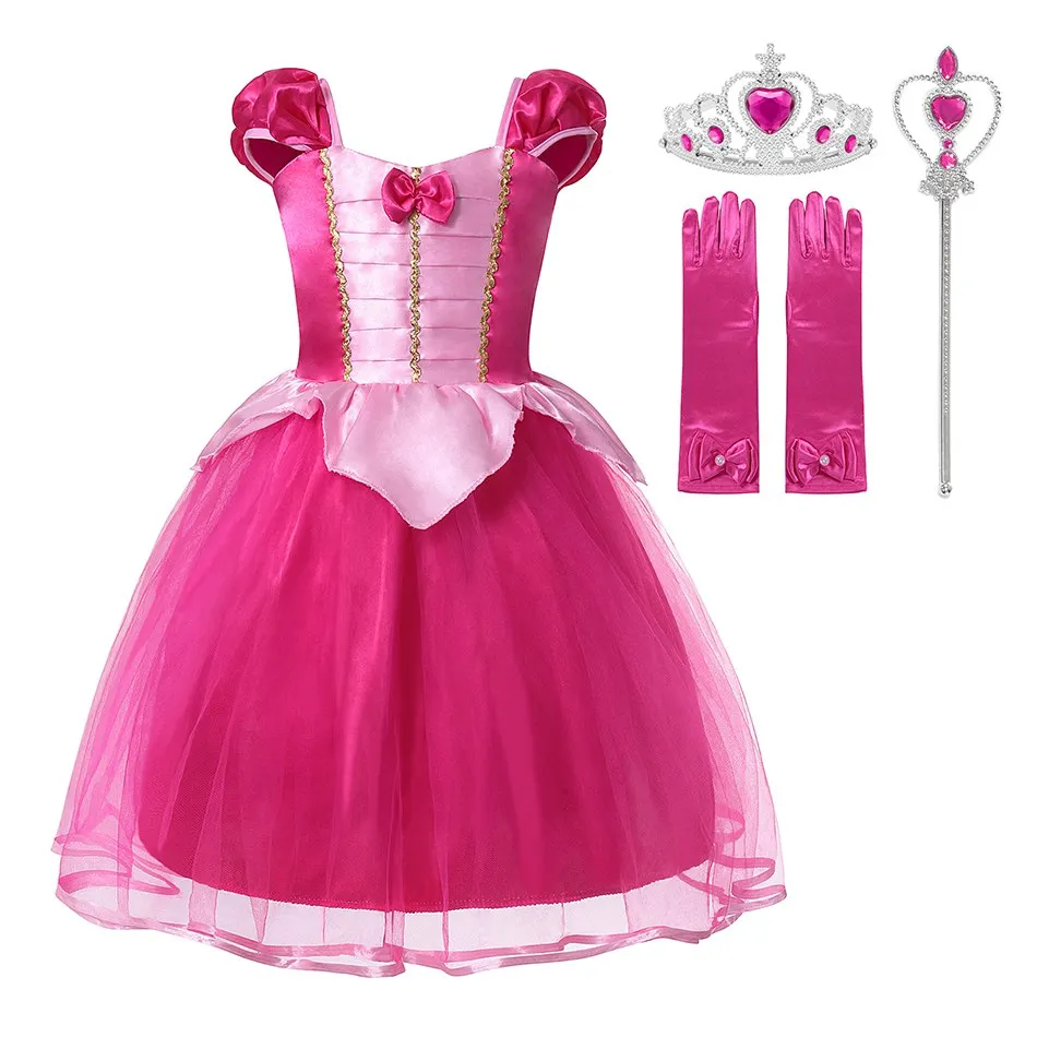 Dress C2 Нарядное платье Белоснежки для девочек; детское летнее Очаровательное платье Анны, Рапунцель, Золушки, Авроры, русалки; праздничный костюм на Хэллоуин - Цвет: Dress C2