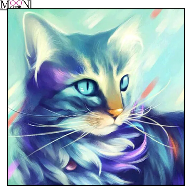 

MOONCRESIN DIY Diamond Embroidery Spirituality Cute Cat Painting Cross Stitch Full Square Drill Rhinestone Mosaic Decoration Art