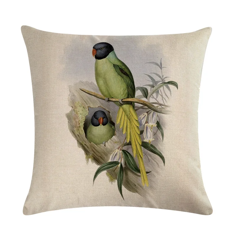 Наволочка для подушки с птицами из хлопка и льна чехол дивана автомобиля