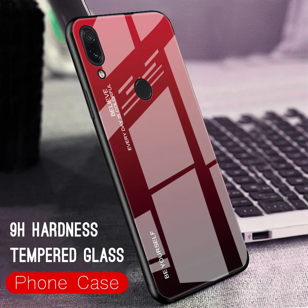 Чехол из закаленного стекла для Xiao mi Red 6A 6 Note 5 7 Pro чехол s градиентные цвета TPU Xiaomi 8