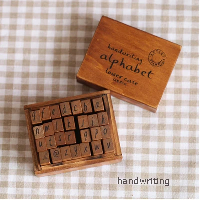 28pcs lower case 70 шт. DIY цифры Алфавит сочетание письмо печать для дневника Ablum Свадебные буквы деревянная резиновая печать набор с винтажной деревянной коробкой подарок - Цвет: 28pcs lower case