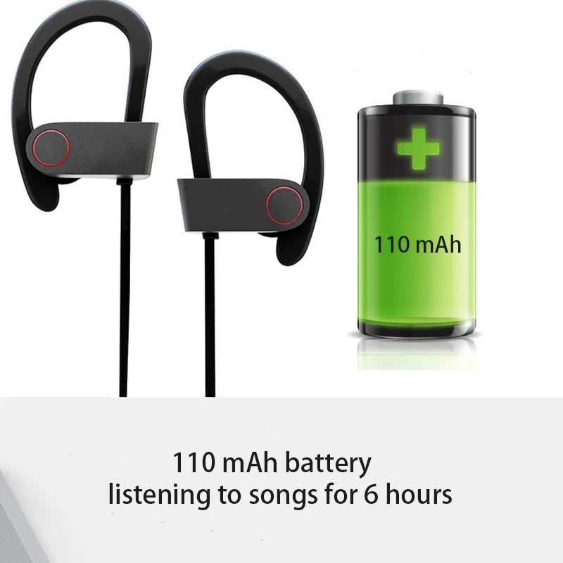 Bluetooth наушники IPX6 водонепроницаемый Беспроводные спортивный бас с микрофоном
