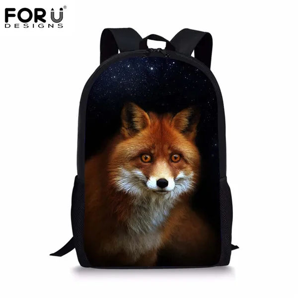 FORUDESIGNS Jeans Style Women Backpack School Backpacks for Teen Girls Canvas Cute Denim Animal Fox Print Children School Bags - Цвет: CC3703C