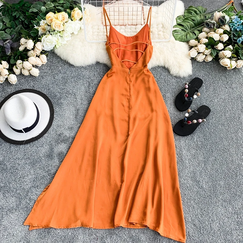 Женское пляжное платье с v образным вырезом и открытой спиной приталенное на