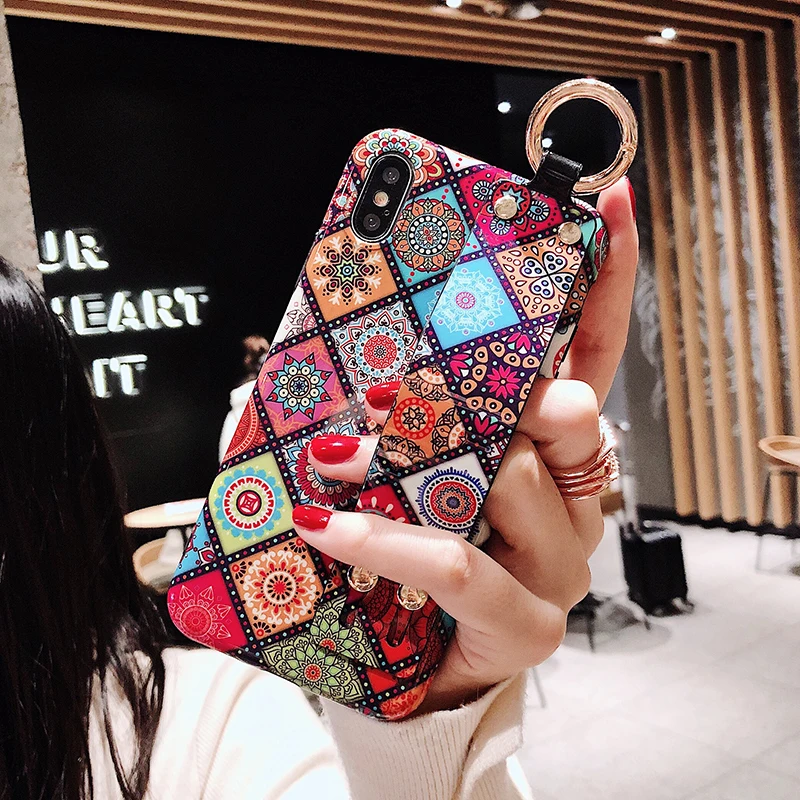 Чехол для телефона в стиле ретро iphone XS Max X XR 6 S 7 8 Plus роскошный ремешок на запястье