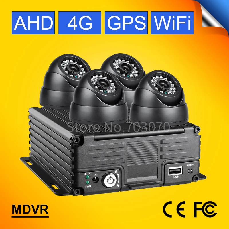 

4G GPS WIFI 720P AHD 4CH Мобильный DVR наборы Бесплатная доставка 4 шт. внутренняя Автомобильная камера MDVR ПК IOS ANDROID Дистанционное программное обеспече...