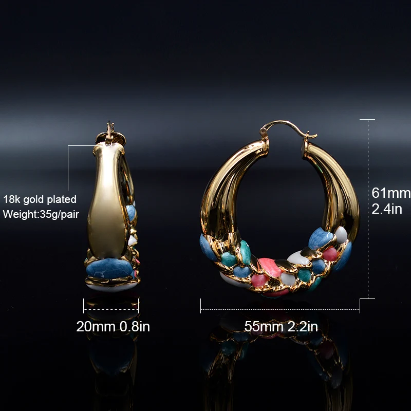Женские крупные серьги-кольца Sunny Jewelry яркие глянцевые серьги в форме цветка для