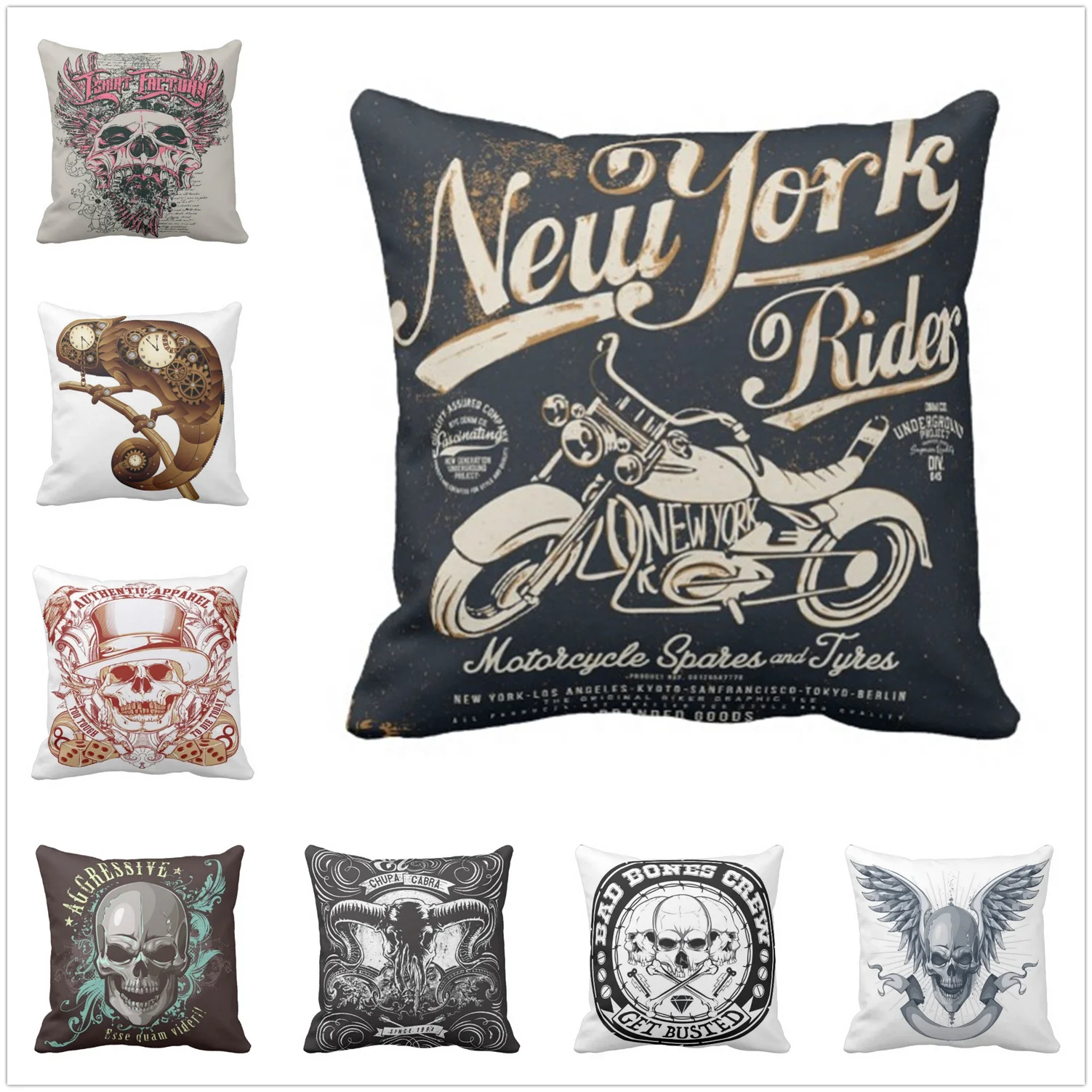 Наволочка в стиле панк подушка с черепом декоративная наволочка из хлопка и