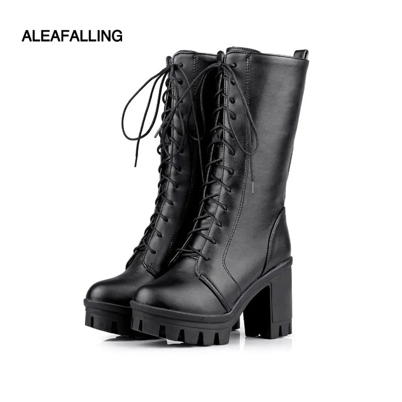 Aleafalling/женские мотоциклетные ботинки женские высокие сапоги-трубы винтажные