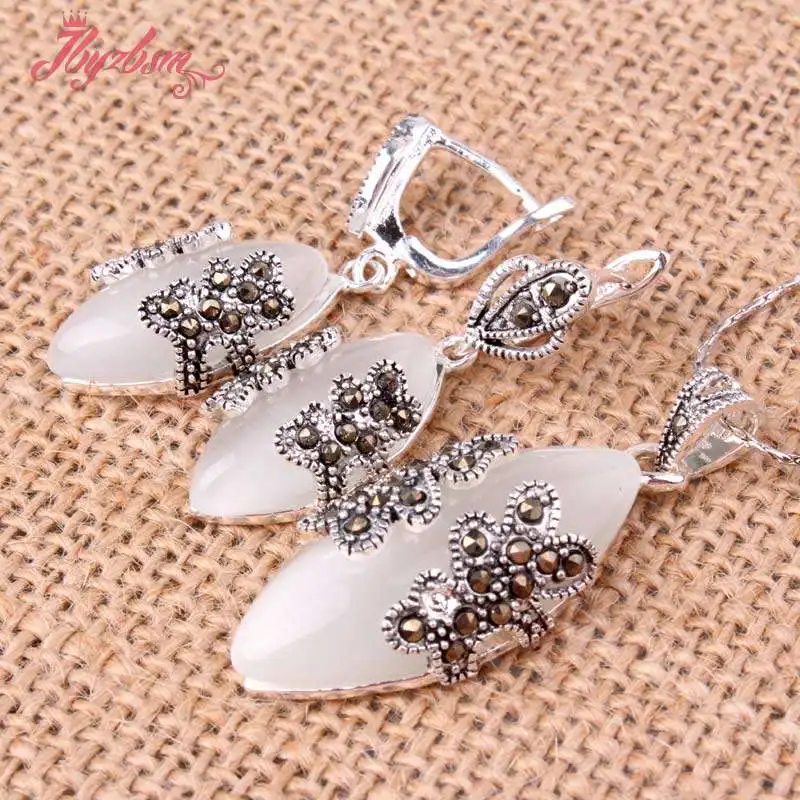 Каменные бусины в виде кошачьих глаз маркизы тибетские серебряные серьги 10x22 мм