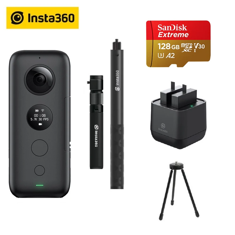 Insta360 ONE X Спортивная Экшн камера 5 7 K видео VR Insta 360 для iPhone и Android с батареей 64G 128G