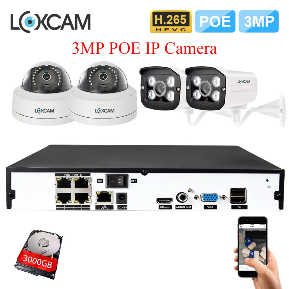 H.265 4CH 5MP POE IP CCTV система NVR 4 шт. 48 V 3MP Крытая ip камера видеонаблюдения с поддержкой Wi