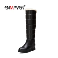 enmayer woman over the knee boots winter boots shoes women thigh high booty cow suede fashion boots narrow band lace up cr1690