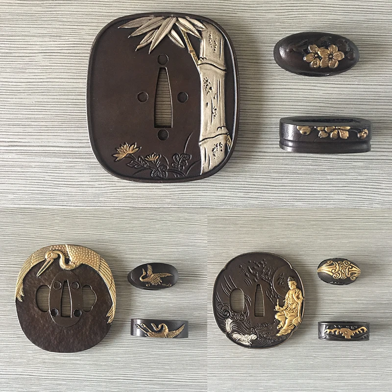 Меч Tsuba наборы японский самурай катана защита фучи Кашира латунный материал