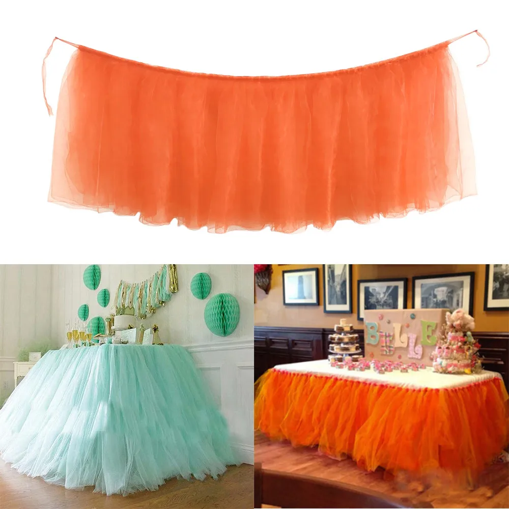 Table Skirt Tableware Cloth Wedding Tutu Tulle Baby Shower Party Home Decor Skirting Birthday | Дом и сад