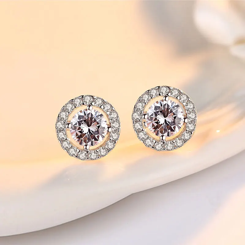 Для женщин изделия класса люкс Круглый прозрачный кубический циркон