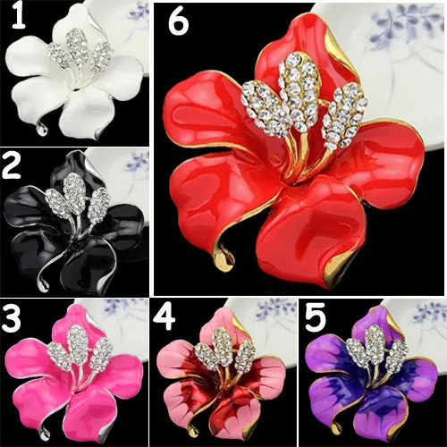 

DHL FEDEX Express Free Shipping Cheap Wholesale 6 Colors Enamel Brooch Pretty Flower Women Dress Brooch