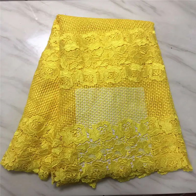 Golden African Cord Lace Nigerian Guipure Fabric High Quality For Wedding Embroidered Free Shipping | Дом и сад