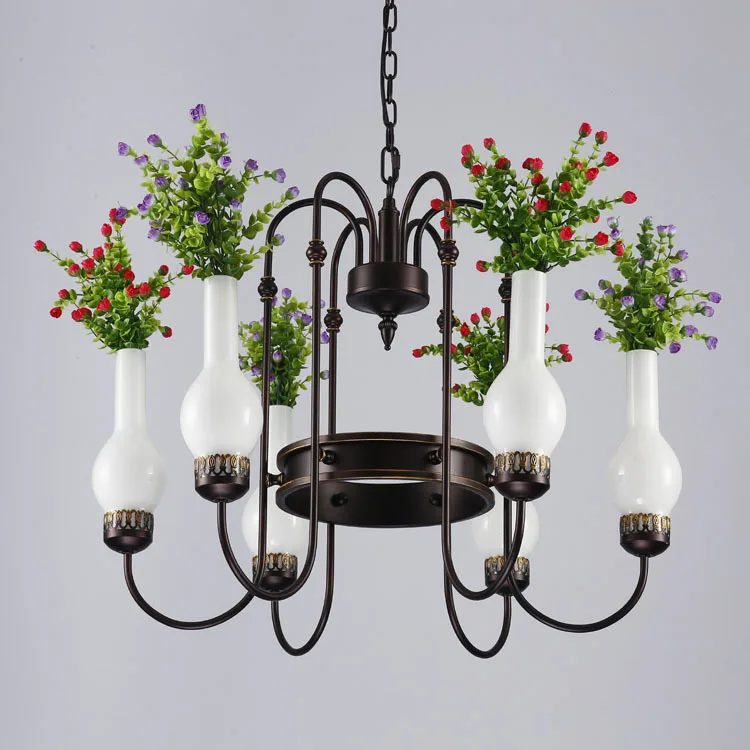Американский стиль Новая креативная ваза с 6 головками люстра для гостиной