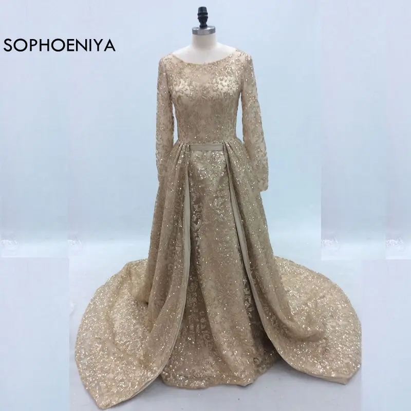 

New Arrival Sequined Lace Evening dress 2021 Long sleeve Formal dresses Plus size Evening gown Vestido de festa abiye
