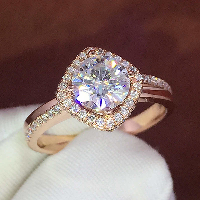 

Lab Diamond 1ct 6.5mm 18K Yellow Gold Round Cut Moissanite Halo Ring Engagement Ring Wedding Ring Jewelry For Women