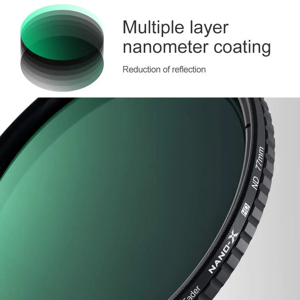 K&ampF Concept 52MM 58MM 62MM 77mm Fader ND Filter Neutral Density Variable ND2 to ND32 for Camera Lens NO X Spot | Электроника