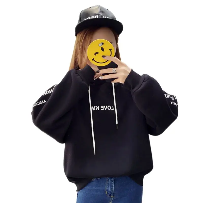 Женская толстовка с капюшоном размера плюс осенне-зимний теплый свободный