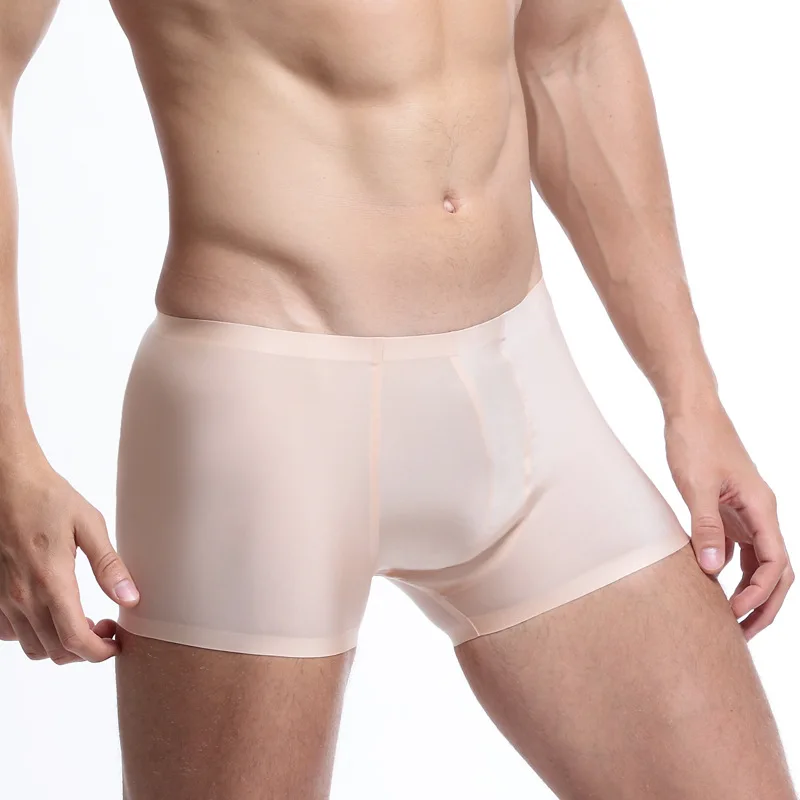 apricot Cockcon, сексуальное мужское нижнее белье, Cueca, боксеры, мужские шорты, ледяной шелк, дышащие, бесшовные трусы для мальчиков, мужские трусы - Цвет: apricot