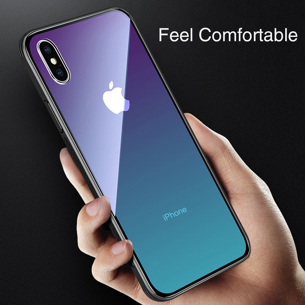 Чехол OTAO из закаленного стекла с градиентом HD для iphone XR XS MAX X 8 7 6 6S Plus