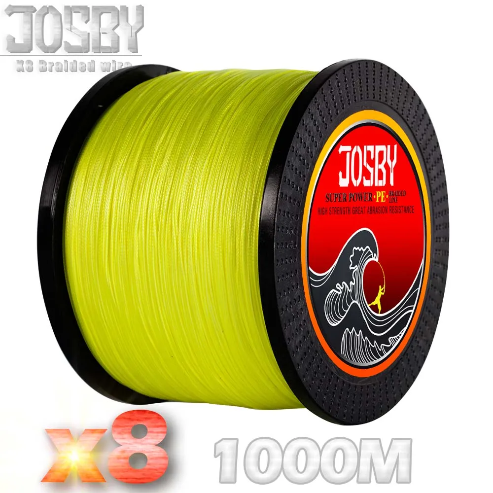 JOSBY 8 нитей 1000 м рыболовная плетеная леска прочный многонитный 8x проволока 15LBS-80LBS