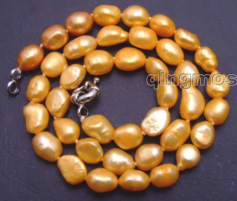 

Big 7-9mm Orange BAROQUE natural Freshwater PEARL 17" Necklace -5785 Wholesale/retail Free shipping