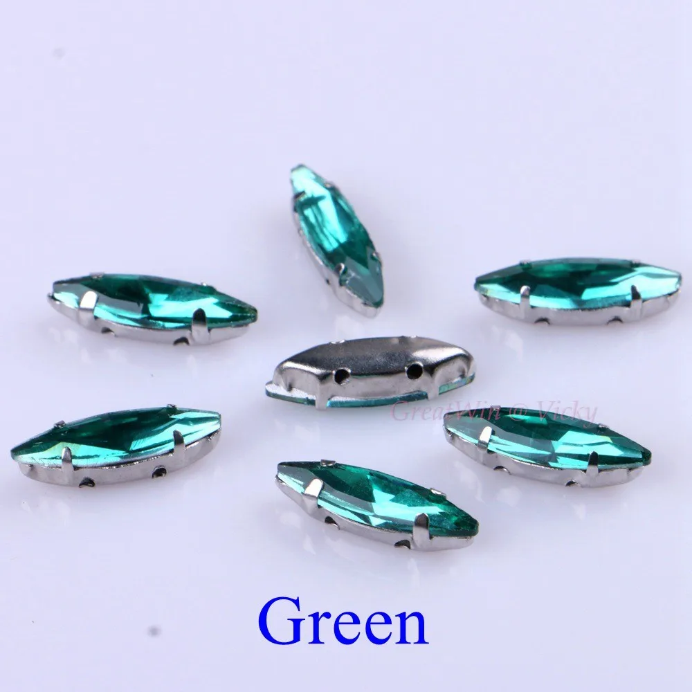 Green 4x15mm 50 шт./упак. стеклянный лошадиный глаз пришить стразы с страз в форме когтя металлическое основание, с пряжкой, с украшением в виде кристаллов Камень Алмаз чехол для одежды - Цвет: Green