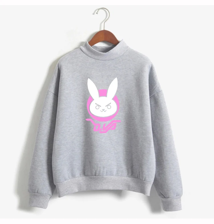 Kawaii/Милая Толстовка в Корейском стиле с изображением кролика DVA, толстовки с капюшоном в стиле Харадзюку, флисовая Толстовка D. VA в Корейском стиле 214 - Цвет: grey