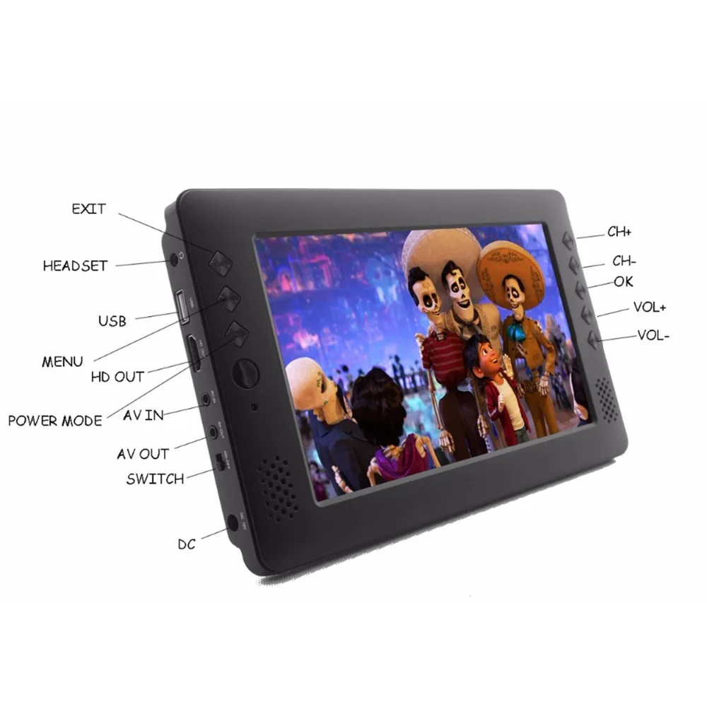Небольшой портативный 9 дюймов Мини светодиодный телеэкран HD out AV ТВ Поддержка wi fi