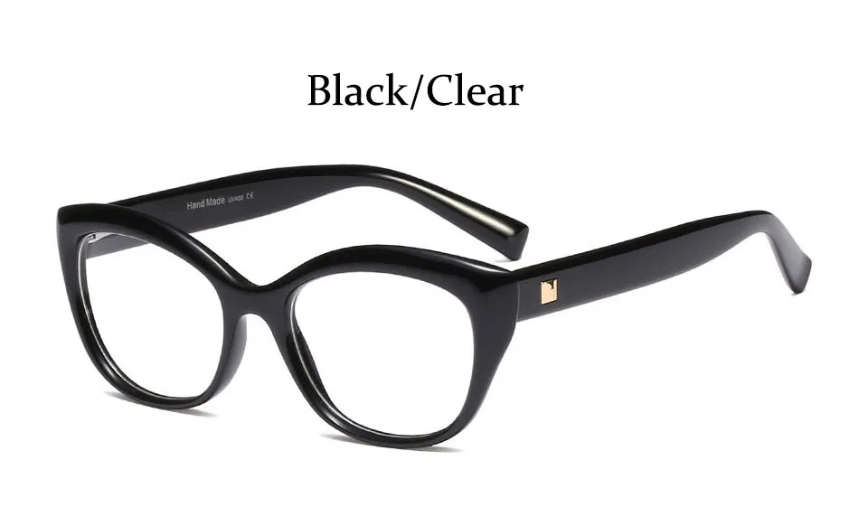 Black Clear Очки модные кошачьи глаза очки ретро фирменный дизайн овальные прозрачные женские очки оправа для очков для женщин - Цвет оправы: Black Clear